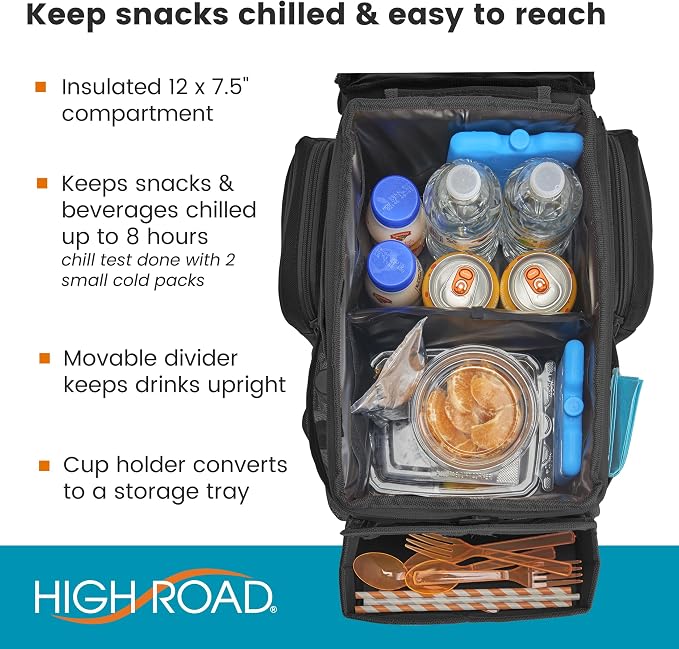 High Road CarHop Car Caddy Organizer With Cooler and Cup Holders | Sturdy Snack and Play Backseat Organizer for Kids with Top Tray and 6 Organization and Storage Pockets - Image 4
