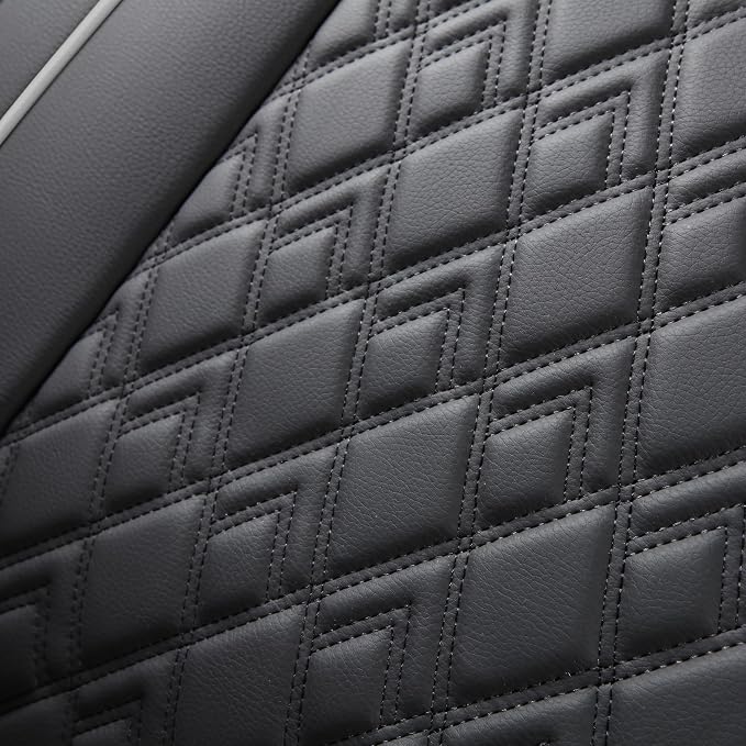 Chevy Silverado Seat Covers,Leather Seat Covers for GMC Sierra,Custom Fit 2007-2026 1500 2500HD 3500HD Crew Double Extended Regular Cab,LT LZT RST Trail Boss(Front Pair,Black Grey) - Image 8