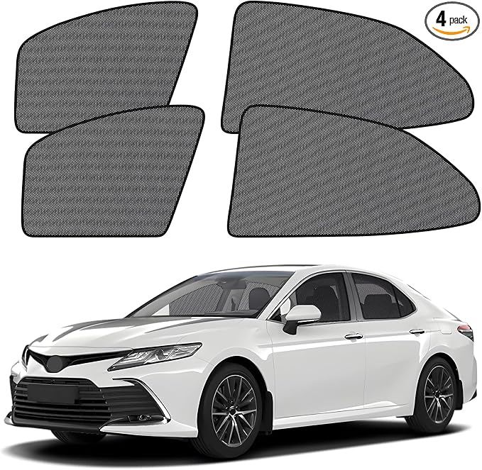 XCBYT 2019-2024 Camry Window Shades, 4-Pack Magnetic Cooling Privacy Mesh | Blocks heat for camping & baby sleeping. Front shades are partial for rearview mirror. Wait 24h for clips to set by XCBYT