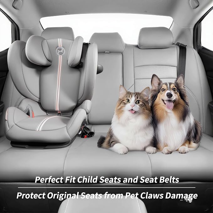 Forester Seat Covers Custom Fit for 2025 Subaru Forester (Full Set,Grey) | Rear w/Cup Holder,Waterproof Faux Leather,Breathable,Airbag Compatible,UV Resistant,Factory Look,Scratch-resistant,Luxury - Image 2
