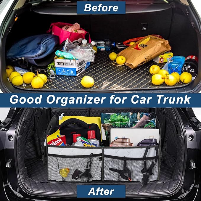 Deosk Trunk Organziers and Storage with Reinforced Handles,Car Accessories for Women/Men 50L Waterproof Polyester Trunk Organzier for Car/SUV/Minivan/Truck(Medium, Beige) - Image 7