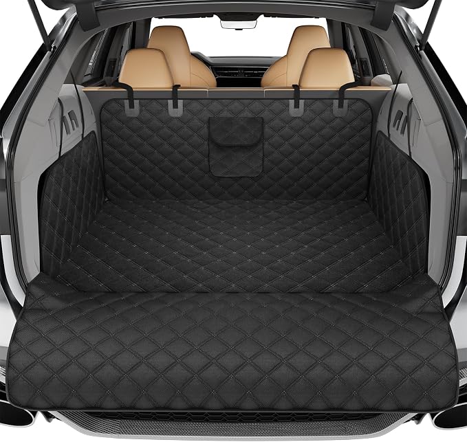 Simple Trending SUV Cargo Liner for Dogs, Waterproof Dog Car Seat Cover Mat | for SUVs Sedans Vans, Universal Fit Pet Trunk Cover with Non-Slip Bumper Flap Protector, Black by SimpleTrending