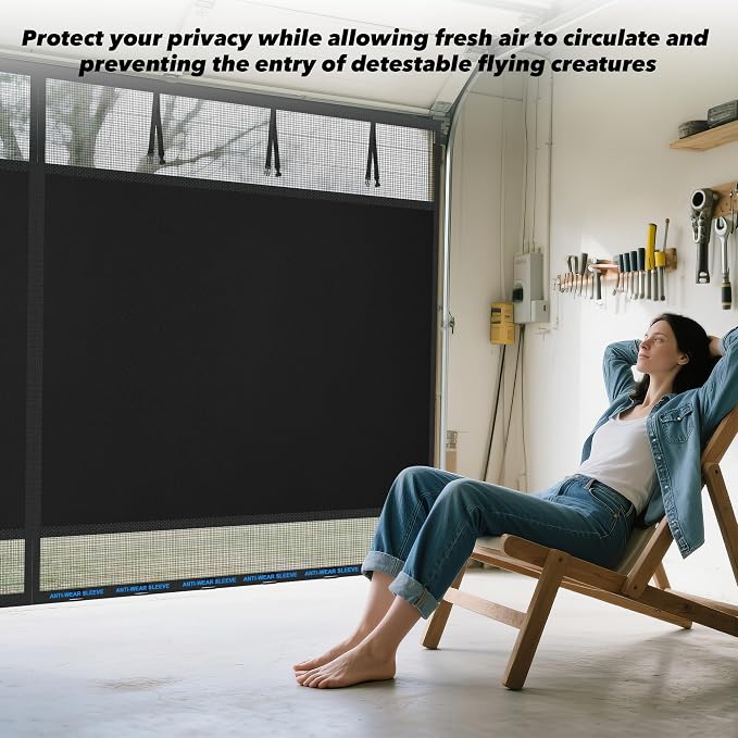 Privacy Garage Door Screen Blackout for 1 Car Garage-9x7FT Heavy Duty Magnetic Garage Screen,Thicker 265g/㎡ Mesh, Hands Free, Magnetic Privacy Garage Screen Door - Image 5