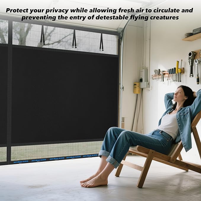 Privacy Garage Door Screen Blackout for 1 Car Garage-9x8FT Heavy Duty Magnetic Garage Screen,Thicker 265g/㎡ Mesh, Hands Free, Magnetic Privacy Garage Screen Door (Black, 9 * 8FT) - Image 5