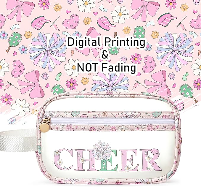 COSHAYSOO Clear CHEER Makeup Bag Cheerleader Team Gifts Cheerleading Hair Skincare Cosmetic Accessories Organizer for College Women Teen Girls, Small Waterproof Travel Pouch for Purses Backpack Tote - Image 4
