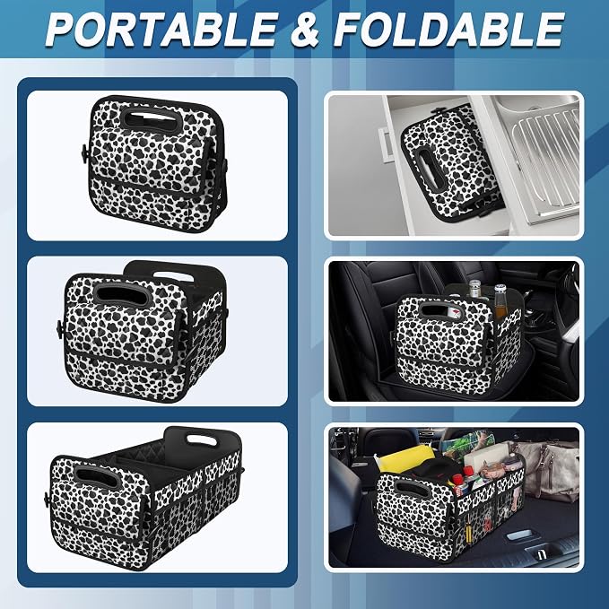 Deosk Trunk Organziers and Storage with Reinforced Handles,Car Accessories for Women/Men 50L Waterproof Polyester Trunk Organzier for Car/SUV/Minivan/Truck(Medium, Cow print) - Image 4