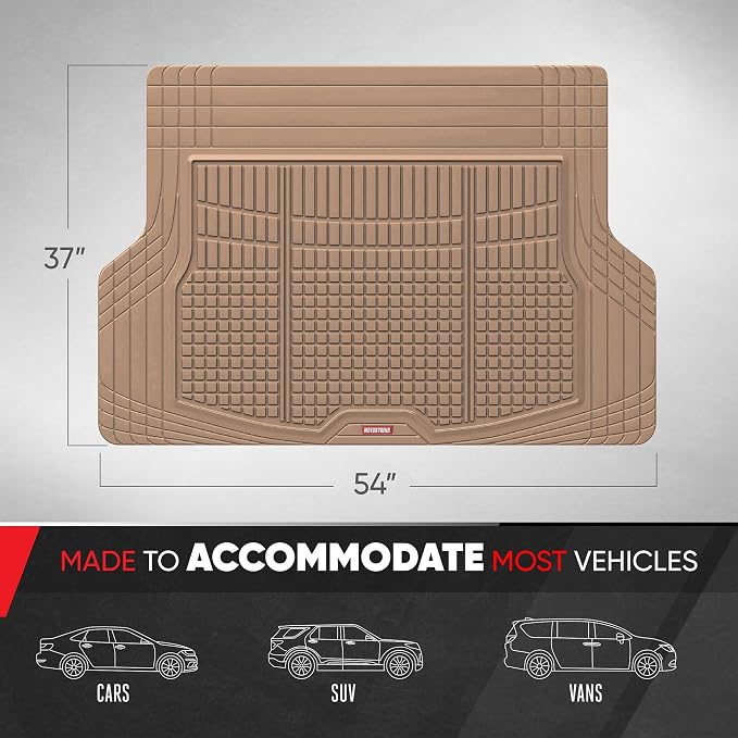 Motor Trend FlexTough Rear Cargo Mat – Heavy-Duty Trimmable Car Trunk Mat for Back of SUV, Universal Rear Cargo Liner for SUV, Flexible Trunk Liner, Automotive Floor Mats & Cargo Liners (Beige) - Image 2