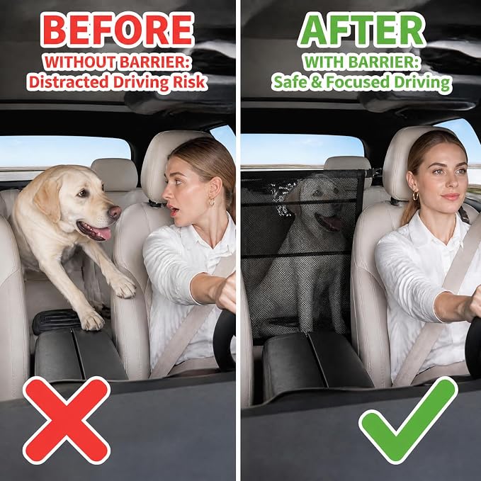 Dog Car Barrier for Car SUV Truck - Dog Net for Backseat Pet Divider Fit - Image 3