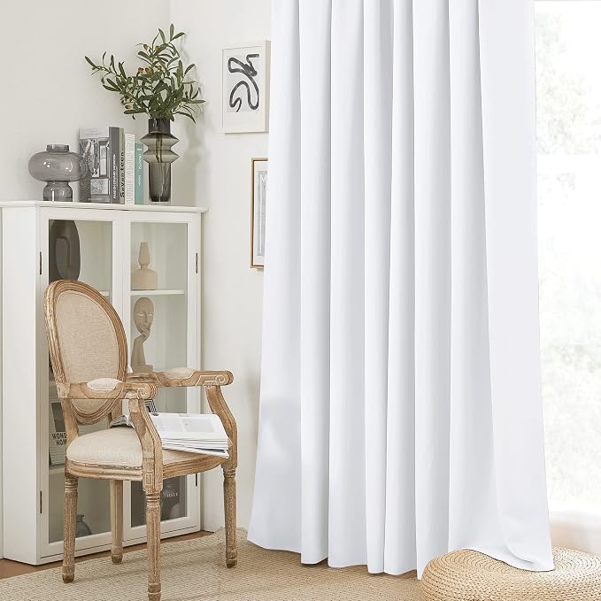 RYB HOME 2 Panels Doorway Curtains | Thermal Insulated, Privacy, Rod Pocket, Easy Installation, Drapes for Living Room Bedroom Dining Room, W34 x L80, Pure White - Image 5