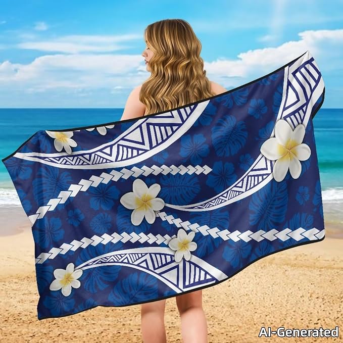 SEANATIVE Car Seat Towel Covers with Storage Bag Seat Post Workout Sweat Washable Cover for Car Towel for Dog Pet Workout Outdoor Sport Activities, Polynesian Plumeria Print - Image 4