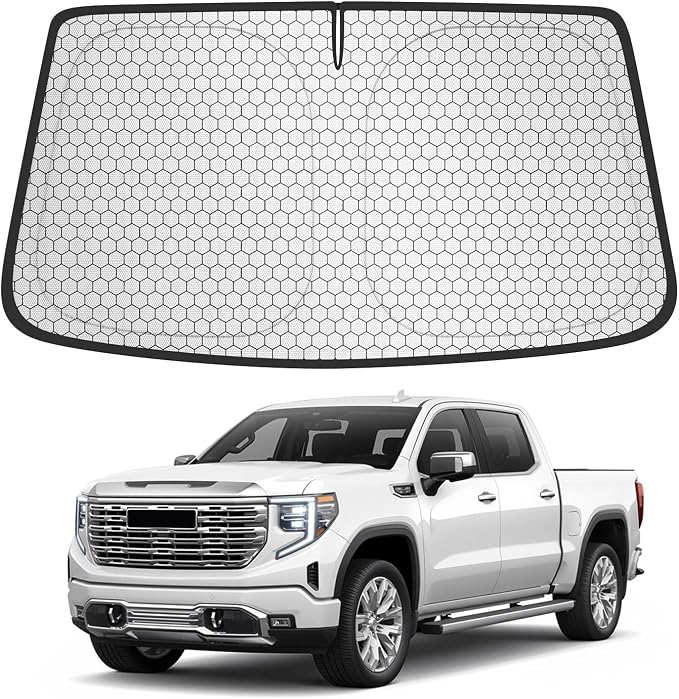 Custom Fit Windshield Sun Shade for Chevrolet Silverado & GMC Sierra 1500/2500/3500 (2019–2026), Edge-to-Edge No-Gap Fit, Blocks Heat & UV, Step Into a Cooler Truck by TOOWitt