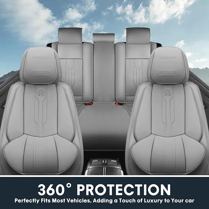 Car Seat Covers Custom Fit for Ford F150 2009-2026, Faux Leather Seat Cover Set for 2017-2026 F250 F350 F450, Compatible with Regular Cab Super Cab Super Crew Pickup Truck Cushions (Grey, Full Set) - Image 5