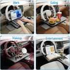 2 in 1 Steering Wheel Desk Dual Slide - 15"Out Trays Laptop Holder | Adjustable Laptop Tray,Car Seat Gap Filler Organizer with Tablet Slot Anti Slip Surface for Eating Writing Working for Car - Image 5