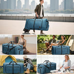 100L Travel Duffle Bag for Men, Urtala 32” Large Duffle Bag for Traveling with Shoe Compartment, Foldable Travel Duffel Bag for Men Women Waterproof & Tear Resistant (Light Blue, EXTRA LARGE, 100L) - Image 7