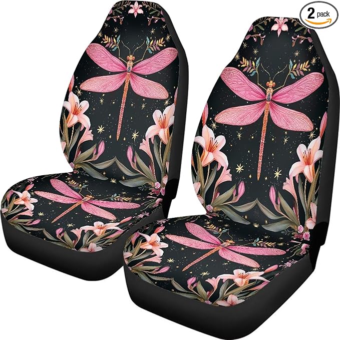 Dragonfly Floral Print Car Seat Covers Washable Seat Protector for Women Men Automotive Vehicle Seat Covers Car Interior Accessories for Cars, Sedans, Trucks, SUVs Universal by Brosoneto