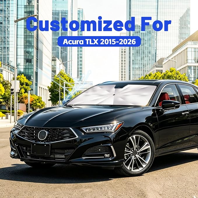 Car Windshield Sun Shade Umbrella for Acura TLX 2015-2026, 1:1 Exact Fit | [Reflective Coated Fabric] Car Shades Sun Visor Keep Car Cool and Protects Interior, Sunshade Umbrella for Front Window - Image 2