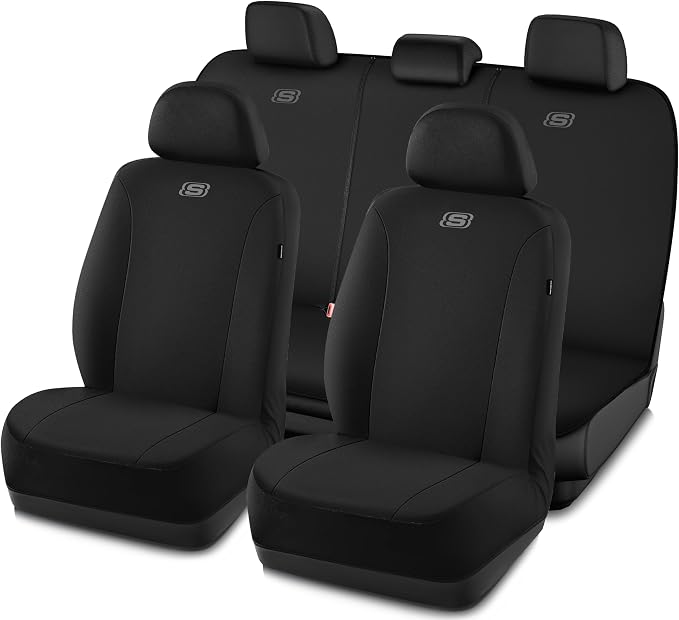Skechers Seat Covers, Premium Breathable Polyester Car Seat Covers, Car Seat Covers Full Set Airbag Compatible, Automotive Comfort for Most Cars, Vans, Trucks, SUVs (Full Set,Black) by Unknown
