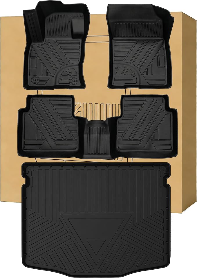 All Weather Rugs Floor Mats with Cargo Liners for for Ford Escape 2020-2026 | 3D Laser Precision Fit Waterproof Durable Non-slip Odorless Front Rear Full Sets Trunk Tray Carpet Liners TPE Accessories by AiqiyingAutoAccesories