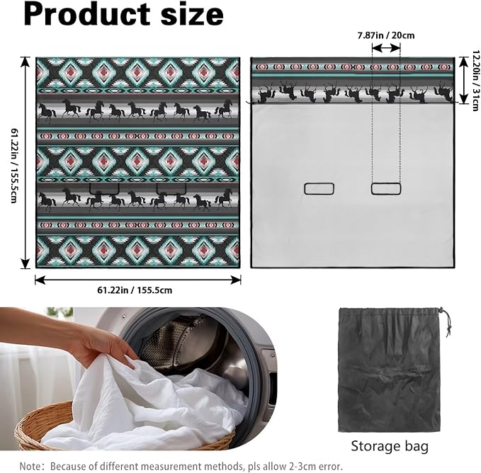 American Western Tribal Aztec Horse Print Waterproof Backseat Cover for Car Trucks Van SUV Jeep, Universal Fit Non-Slip Rear Bench Towel Seat Covers for All Seasons - Image 7