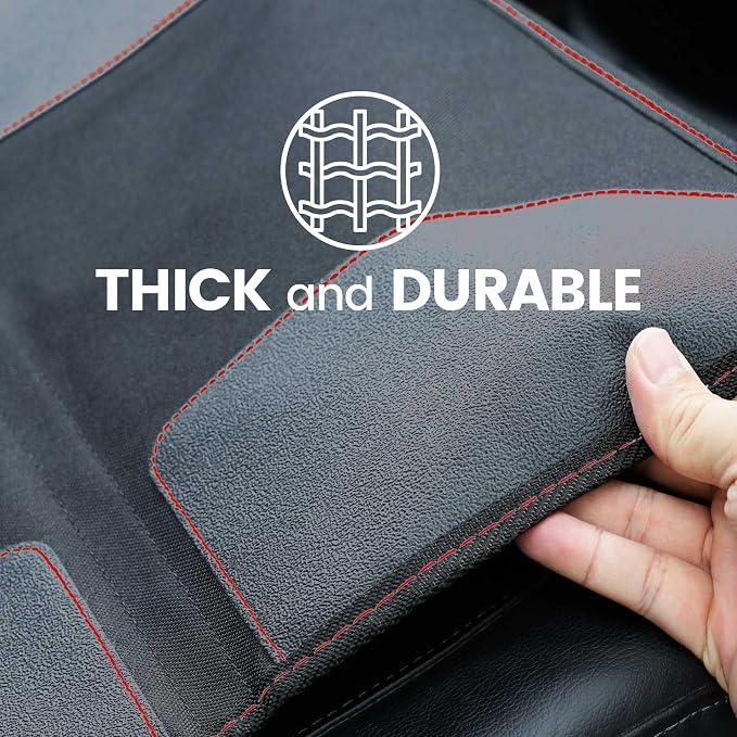 PIDO Car Seat Protector 2 Pack, Car Seat Mat for Leather Seats with Thick Padding and Non-Slip Backing, Waterproof Protector Cover for Baby Child Carseat Protection (Black/Red) - Image 5