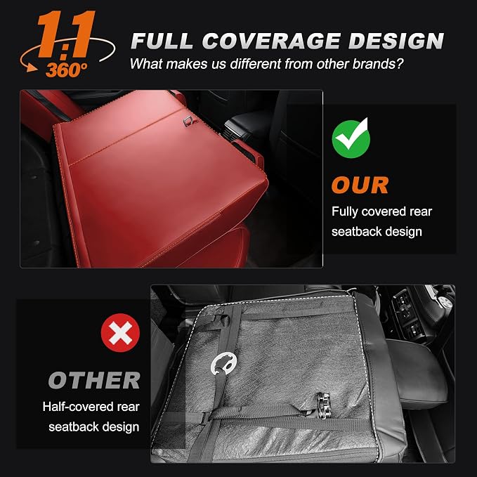 Custom Fit Seat Covers for Honda Accord 2023 2024 2025 2026 | EX,EX-L,Hybrid,Sport,Touring(RearRow W/40/60 Split Backrest)Full Set Faux Leather Compatible Airbag Seat Protector Red - Image 8