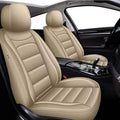 IKABEVEM Car Seat Covers Fit for Mitsubishi Mirage 2018-2025 2026: Full Set Luxury Leather Automotive Seat Covers, Car Seat Protector(5 Seats, Beige) by IKABEVEM