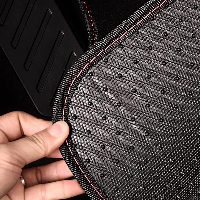 CAR PASS Rainbow Waterproof Universal Fit Faux Leather Car Carpet- Anti-Slip Nibbed Backing Floor Mats for SUV, Vans,Sedans,Trucks, Automotive Set of 4 for Women (Black with Red) - Image 6