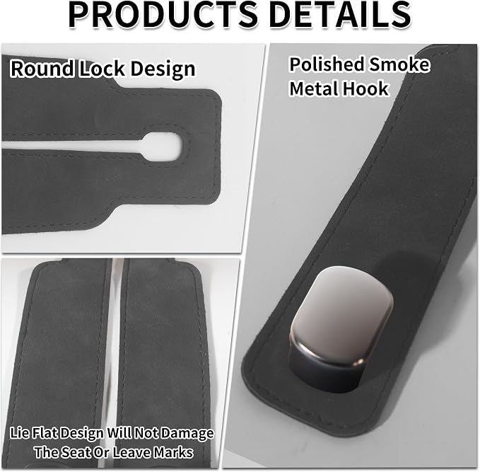 Suede Leather Headrest Hooks for Car, 2 Pack Double Seat Back Organizer Hooks for Purses & Bags, Heavy Duty Metal Car Purse Holder for Handbags, Grocery Bags, Universal Vehicle Storage Accessories - Image 5
