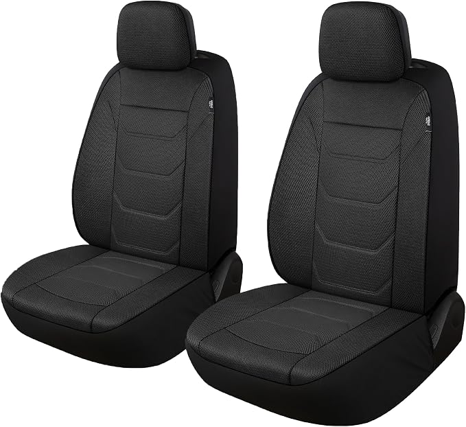 Pariiaotin 3D Air Mesh Car Seat Covers Front Sets Washable and Breathable Premium Cloth Automotive Vehicle Seat Covers for Cars Interior, Universal Fit for Most Cars, Sedan, Truck, SUV(Black) by Pariiaotin