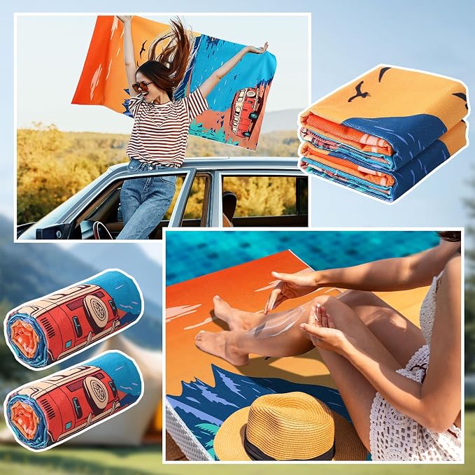 Hahafelt 2 Pack Car Seat Towel Covers Athletic Running Towel Performance Microfiber Post Workout Sweat Washable Cover Non Slip for Seat Outdoor Sport (Beach Camping) - Image 7