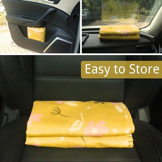 Waterproof Car Seat Cover for Front Seats, Protector for Cars SUVs Trucks, Sweat Towel Seat Covers Bucket for Gym, Workout, Beach, Hiking, Running and Swimming(Chamomile and Yellow, 2PCS) - Image 7