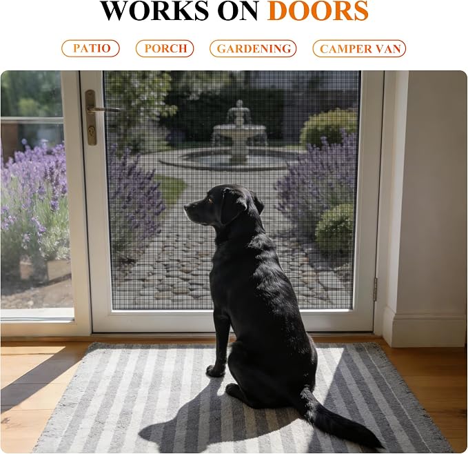 MAGZO Pet Proof Window&Door Screen Roll, 36" W x 100', Black | Vinyl Coated Polyester Dog Cat Resistant Heavy Duty, Mesh Net Netting Curtain Wire Replacement Repair for Patio/Porch/Sliding - Image 7