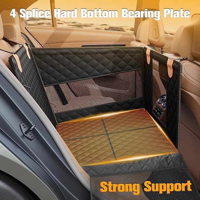 PETICON Large Dog Car Seat, Back Seat Extender for Dogs with Hard Bottom | Waterproof Medium Carseat for Dogs with 3 Mesh Windows, Pet Seat Cover for Cars, Trucks and SUVs - Image 3