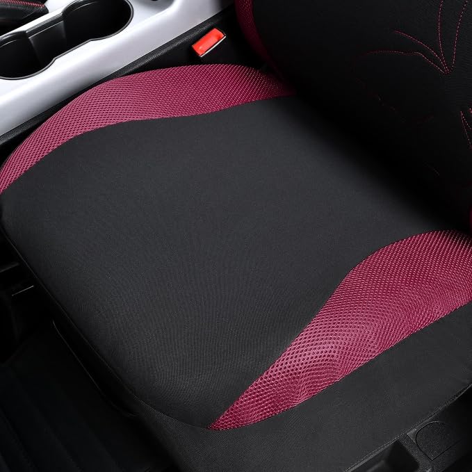 Flying Banner Butterfly car seat Covers ful Set Fashion Universal Lady Woman Female Rear Bench Split Colorized (Full Set - Lace, Burgundy) - Image 5