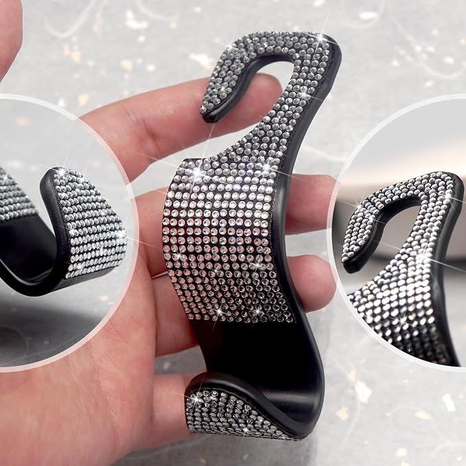 4 Packs Car Purse Hook, Bling Seat Headrest Bag Holder Hanger for Car, Easy Install Car Organizer Accessories Gift for Women (Silvery) - Image 6