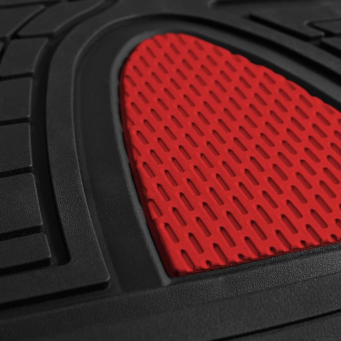 FH Group Automotive Floor Mats - Heavy-Duty Rubber Floor Mats for Cars, Universal Fit Full Set, Climaproof Floor Mats, Trimmable Floor Mats for Most Sedan, SUV, Truck Floor Mats Red - Image 6