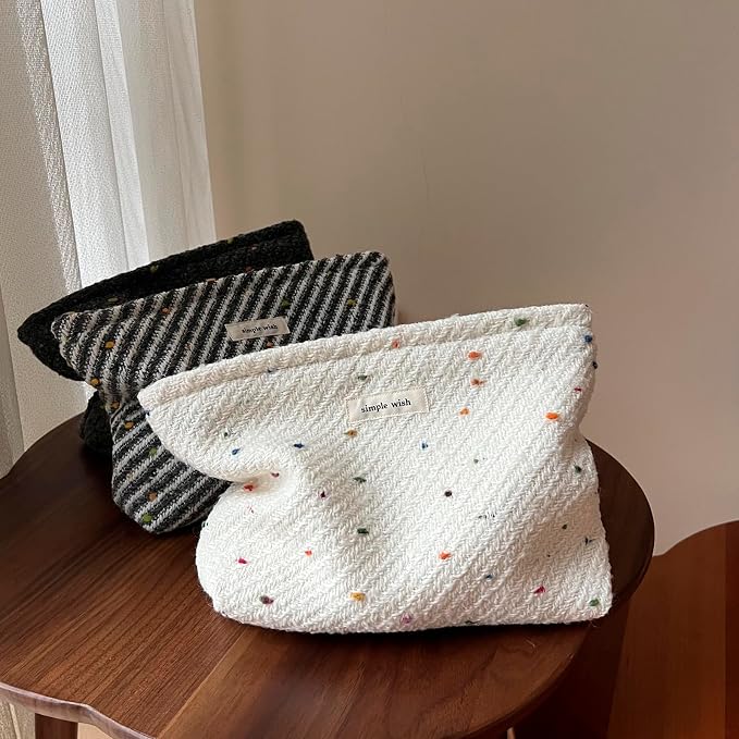 RSRSLEII Polka Dots Travel Makeup Bag, Cute Toiletry Bag(12Colorful Dots) | Aesthetic Cosmetic Bag with Zipper, Vintage Makeup Pouch with Canvas Lining, Car Storage Bag for Women and Girls - Image 4