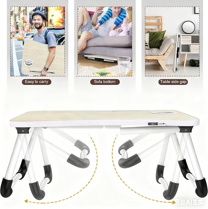 Fayquaze Portable Foldable Laptop Bed Desk with Storage Drawer and Cup Holder - Lap Desk Laptop Stand Tray Table for Eating, Reading and Working - Image 7