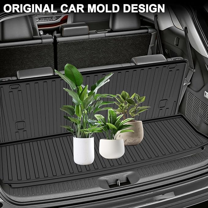 AOMSAZTO Cargo Mat for Toyota Highlander 7-Seat 2014-2019 with Seatback Mat | Custom Fit Floor Liners & Cargo Liner with Backrest Mat All-weather Easy to Clean Heavy Duty Waterproof Trunk Mat - Image 5