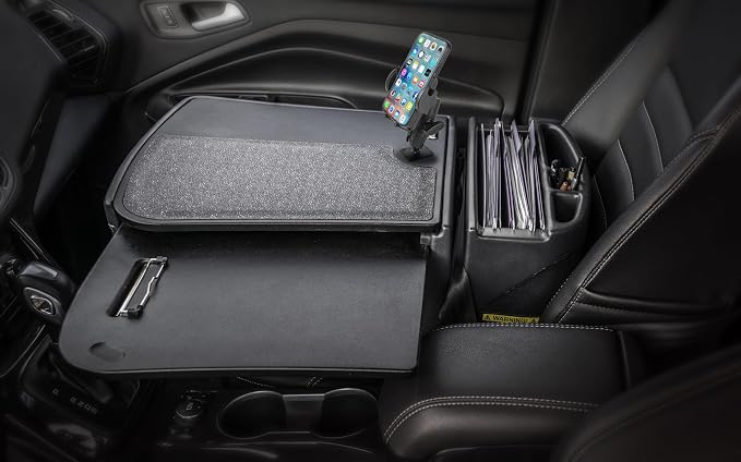 AutoExec GripMaster Car Desk for Your Vehicle Workstation and Mobile Office, Black with 400 watt Power Inverter and Phone Mount | Vehicle Workstation and Mobile Office, 400 Watt Power Inverter, Phone Mount - Image 2