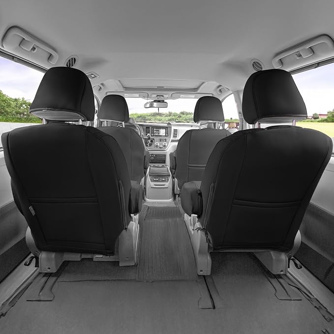 FH Group Custom Fit Car Seat Covers Specifically Made for 2011-2020 Toyota Sienna 7 Passenger, Car Seat Cover 2nd Row, Automotive Seat Covers in Black Faux Leather, Waterproof and Washable Seat Covers - Image 5
