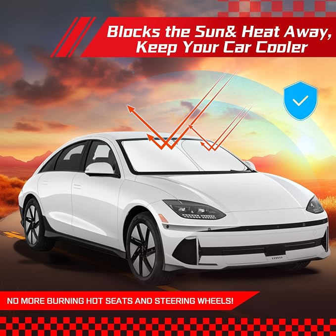 ARISMOTOR Windshield Sun Shade for Hyundai Ioniq 6 2023-2025 2026 | Custom Fit, Foldable, Front Window Sunshade Sun Visor Protector, Block UV Rays, Keep Car Cooler - Image 7