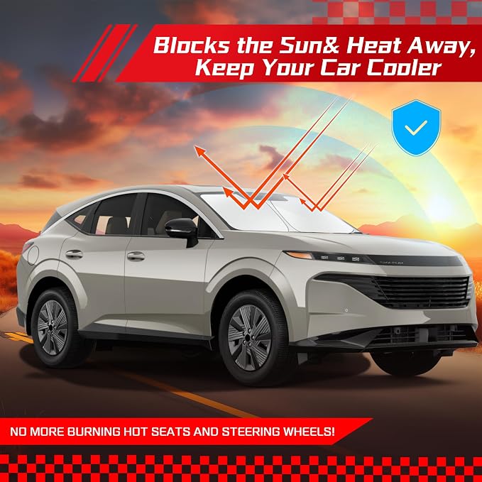 ARISMOTOR Windshield Sun Shade for Nissan Murano 2025-2027 | Custom Fit, Foldable Front Window, Block UV Rays, Keep Car Cooler - Image 7