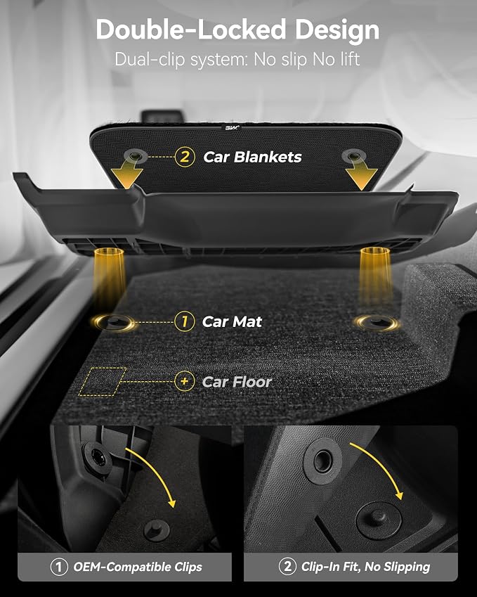 3W Floor Mats & Front Carpet for 2019-2026 Chevy Silverado/GMC Sierra 1500 | 2020-2026 GMC Sierra 2500HD/3500HD Crew Cab, TPE All Weather Accessories 2 Rows Full Set Car Mats - Image 5