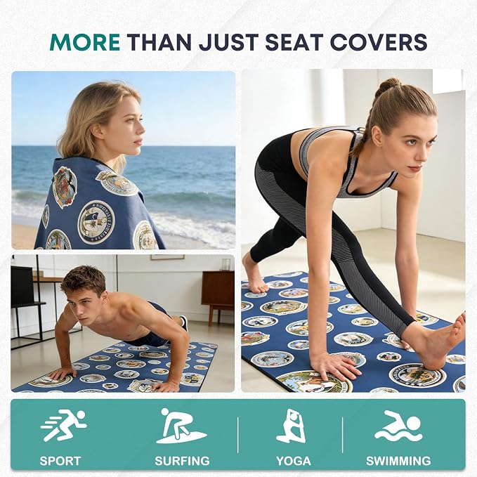 FLORICH Car Seat Cover Protector Front Seats, Sweat Towel Car Seat Covers for Post Gym Workout, Running, Swimming, Beach and Hiking, Universal Fit Non-Slip Car Seat Towel Covers for Cars Trucks SUV - Image 7