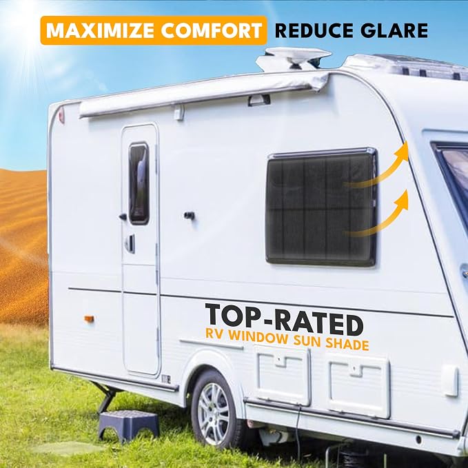 EcoNour RV Magnetic Window Shade for Side Door,Foldable UV Protection Cover | Blackout Winnebago Itasca Sunova Class A RV Entry Doors | 4 Hook & Loop Waterproof Oxford Fabric | Large (27" ×18") - Image 9
