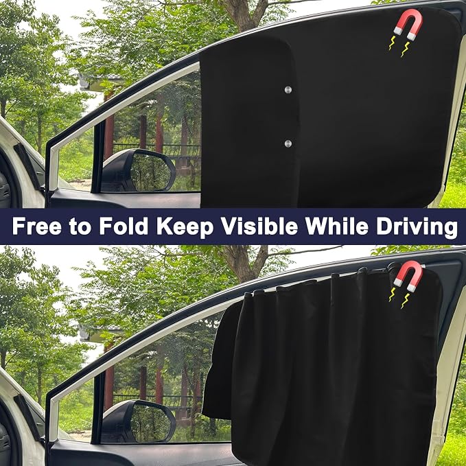 Ovege Car Window Shades Magnetic - Side Window Sun Shade Car Curtain Suedette UV Protection Privacy Baby Suction Magnetic －Front&Back 4pcs - Image 6
