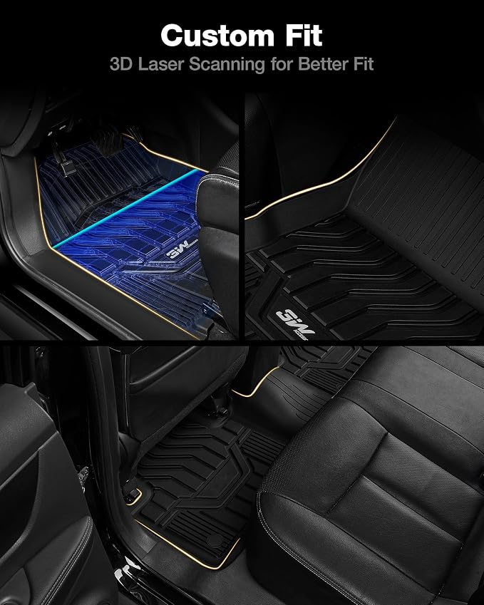 3W Floor Mats for Nissan Rogue 2014-2020 (NOT Rouge Sports/Select Models) | Anti-Slip, Waterproof Protection, TPE All Weather, Easy To Clean, Safety Comes First, Easy Installation, Custom Fit - Image 3