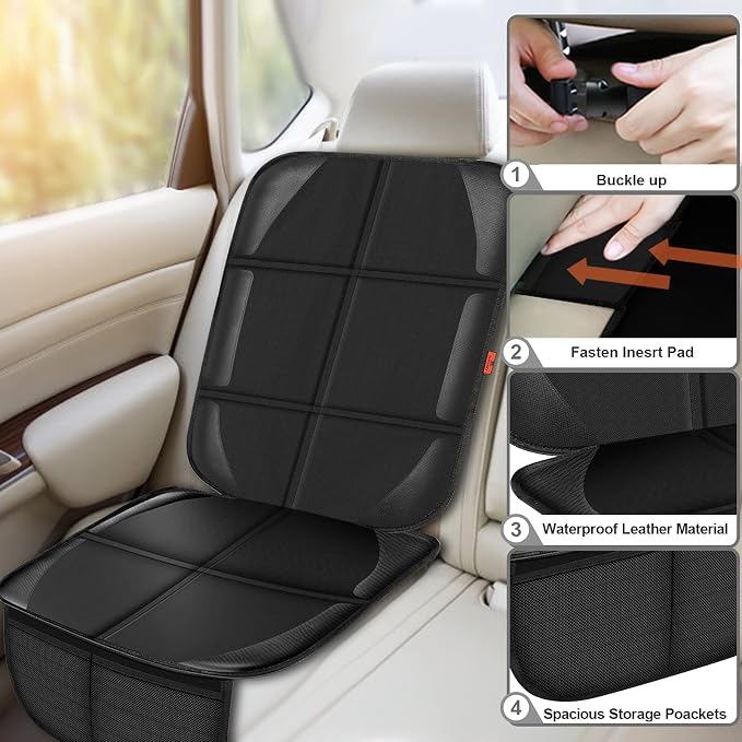 XHYANG Car Seat Protector,Auto Car Seat Protectors Baby Carseat Waterproof Durable 600D Fabric for Child Baby Car Seat Mat Vehicle Pet Cover 2 Storage Pockets (1 Pack) - Image 4