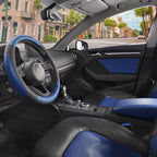 SEG Direct Car Steering Wheel Cover for Prius Civic Model 3 / Y 14"-14.25" | Small Size 35.5-36 cm for Camaro, Microfiber Leather, Anti-Slip Comfortable Grip, Auto Interior Accessories, Black and Blue - Image 7